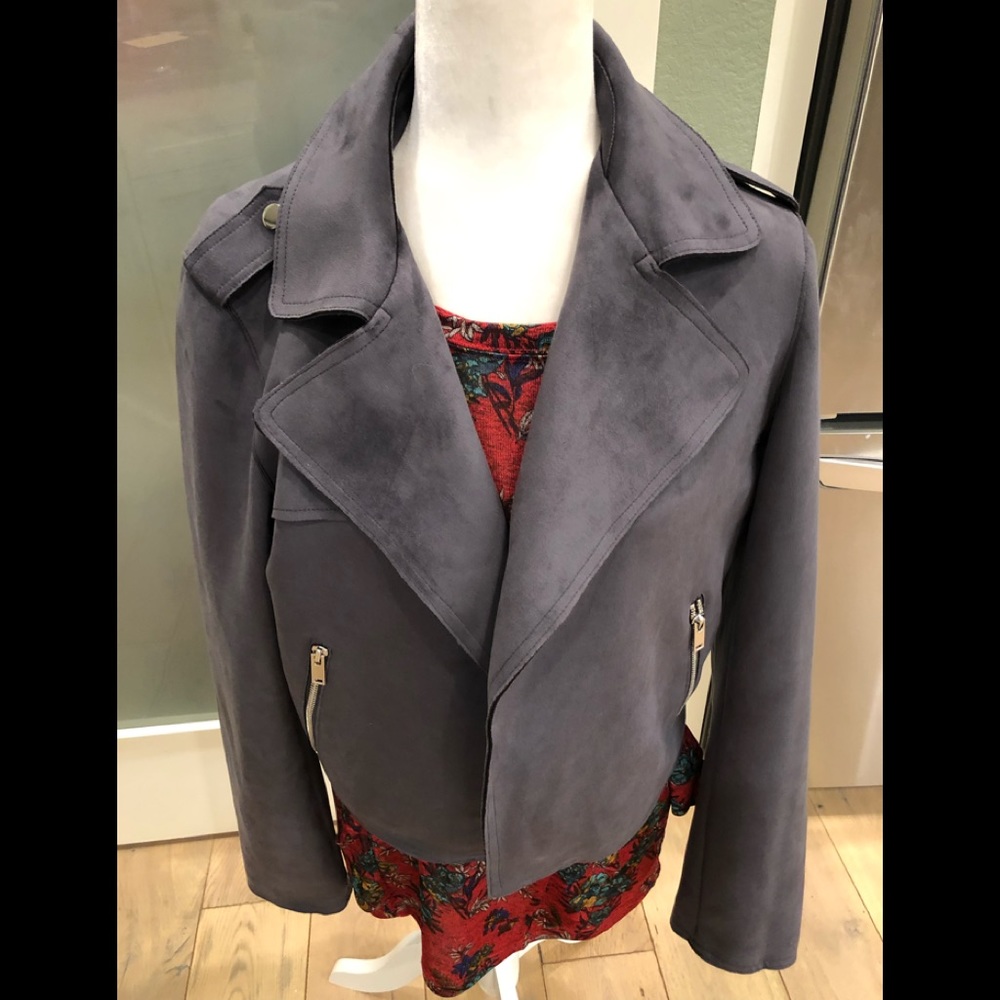 Anthropologie gray suede jacket, large